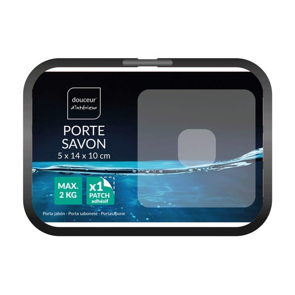 Săpunieră negru-mat autoadezivă din metal Filaire Aluminium – douceur d'intérieur-image-2