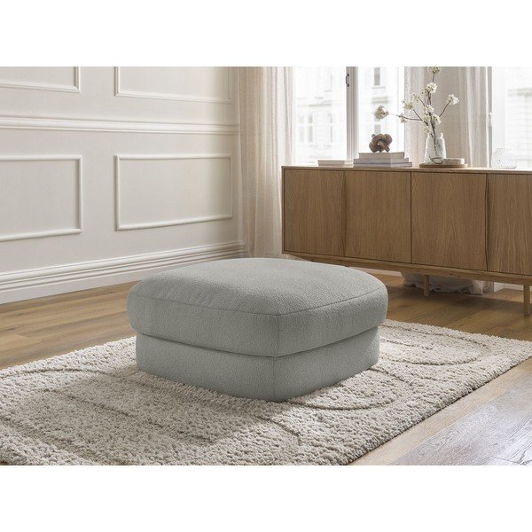 Taburet gri deschis cu tapițerie din țesătură bouclé Leonore – Bobochic Paris-image-1