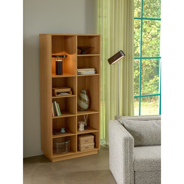 Bibliotecă în culoare naturală cu aspect de lemn de stejar 80x180x30 cm Disco – Hübsch-image-2