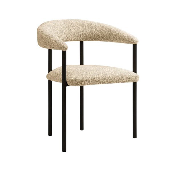 Scaun de living negru/crem cu cotiere tapițat Lea – Micadoni 