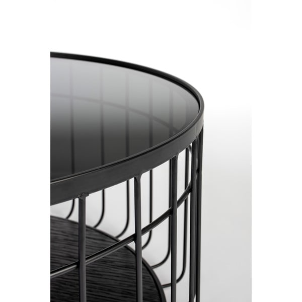 Măsuță de cafea cu blat de sticlă White Label Lance, ø 60 cm, negru-image-1