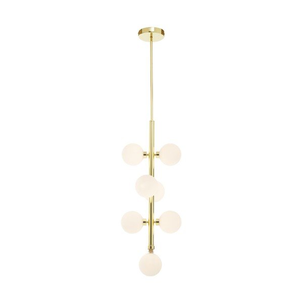Lustră albă/aurie din metal cu abajur din sticlă ø 27 cm Trieste – Premier Housewares-image-2