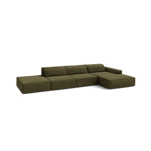 Colțar modular kaki cu tapițerie din catifea (cu colț pe partea dreaptă/cu șezlong) Jodie – Micadoni -image-2