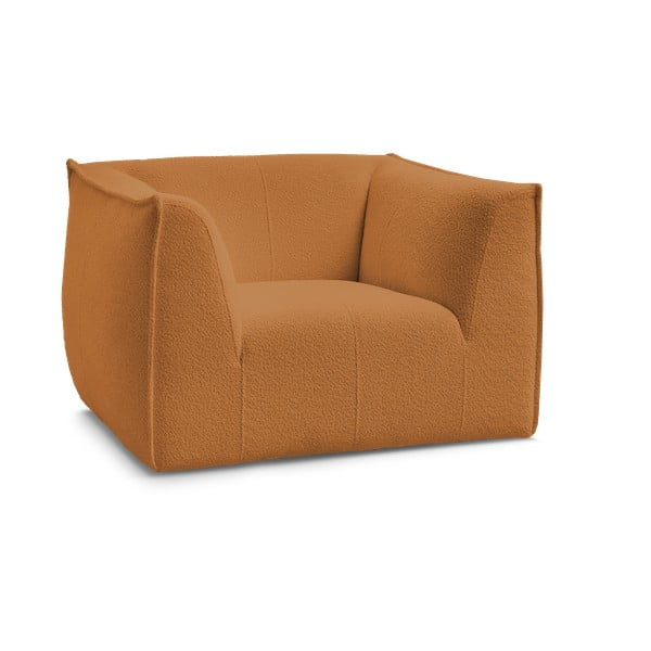 Fotoliu galben muștar cu tapițerie din țesătură bouclé Giorgia – Bobochic Paris