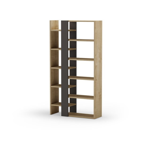 Bibliotecă neagră/în culoare naturală cu aspect de lemn de stejar 80x152 cm Axel – Marckeric-image-3