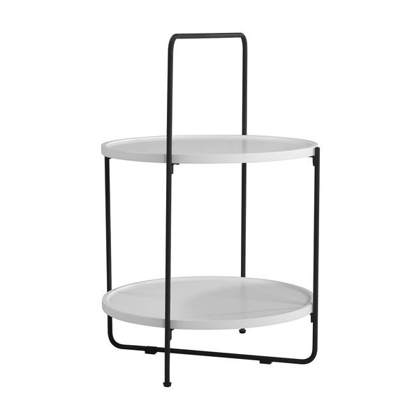 Măsuță auxiliară sømcasa Alessio, ø 45 cm, alb - negru-image-1