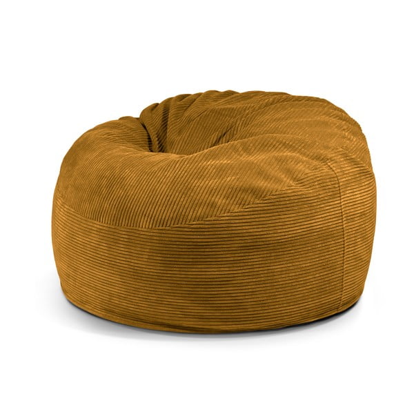 Fotoliu bean bag galben muștar cu tapițerie din catifea reiată Om 110 – SLOWDOWN