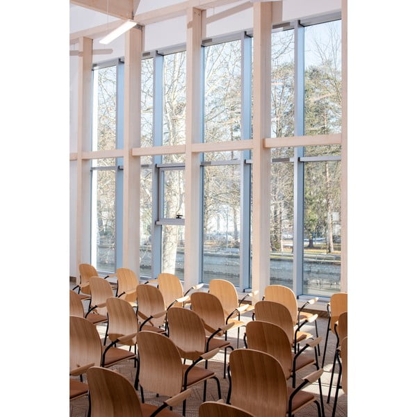 Scaune de dining în culoare naturală cu cotiere/stivuibile 2 buc. cu aspect de lemn de stejar Book – Gazzda-image-3