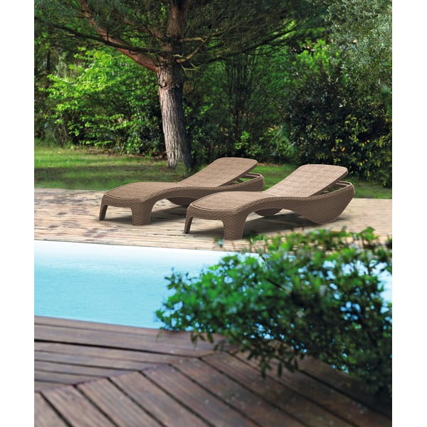 Șezlong de grădină maro din plastic Atlantic – Keter-image-1