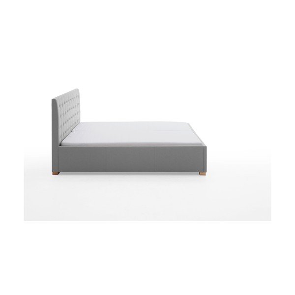 Pat matrimonial gri deschis tapițat fără somieră 180x200 cm Malia – Meise Möbel-image-3