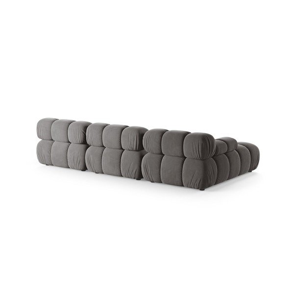 Colțar modular gri deschis cu tapițerie din catifea (cu colț pe partea stângă/cu șezlong) – Micadoni -image-2