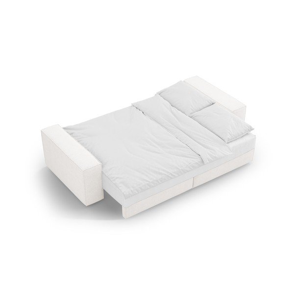 Canapea albă extensibilă cu tapițerie din țesătură bouclé 247 cm Jodie – Micadoni Home-image-4