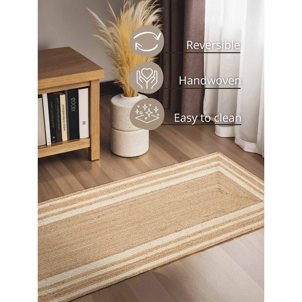Covor tip traversă crem/în culoare naturală reversibil/țesut manual din iută 80x250 cm Looma – Hanse Home-image-3