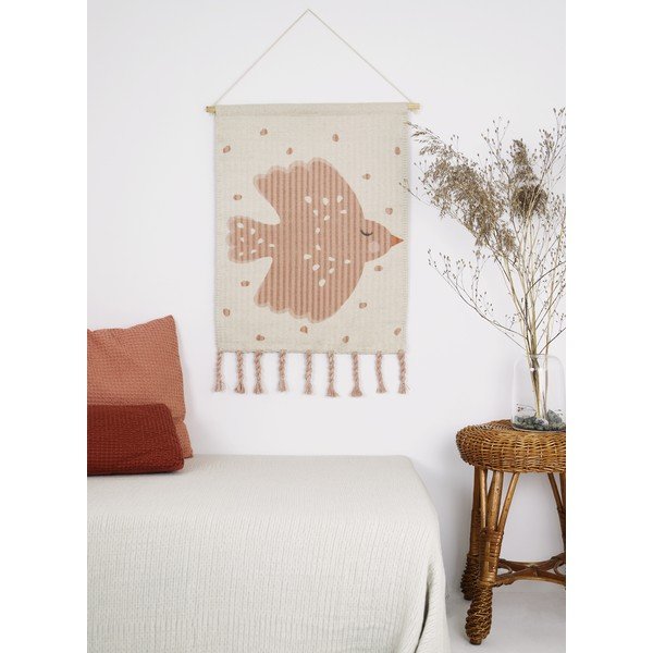 Covor decorativ de agățat bej pentru copii 50x45 cm Sweet Birdy - Nattiot-image-1