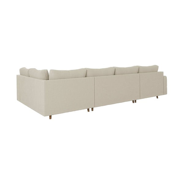 Colțar crem cu tapițerie din catifea reiată  (colț stânga /în formă de "U") Ariella – Ropez-image-2