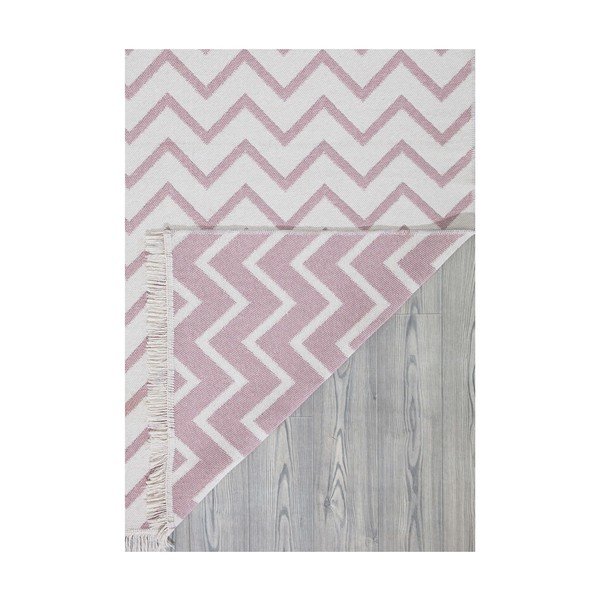 Covor din bumbac Oyo home Duo, 160 x 230 cm, alb-roz-image-4