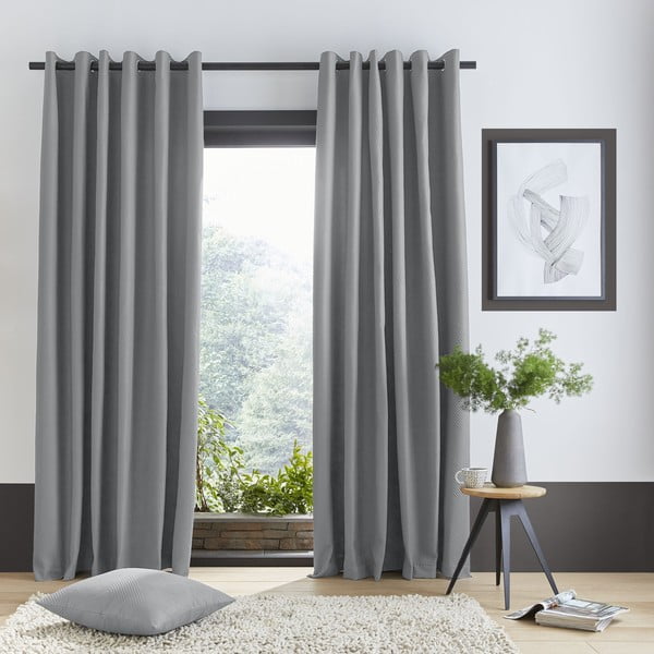Draperii gri în set de 2 bucăți 229x168 cm Pinsonic - Catherine Lansfield-image-1
