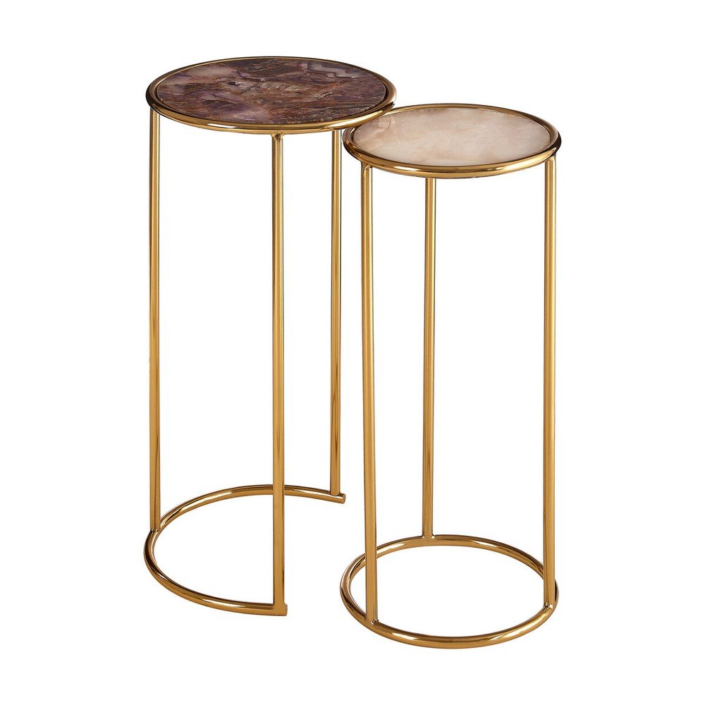 Măsuțe auxiliare 2 buc. rotunde cu blat din piatră ø 31 cm Vita – Premier Housewares