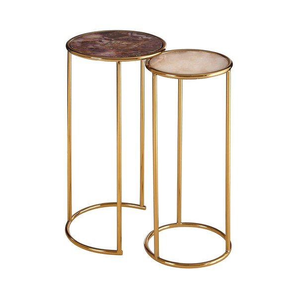 Măsuțe auxiliare 2 buc. rotunde cu blat din piatră ø 31 cm Vita – Premier Housewares