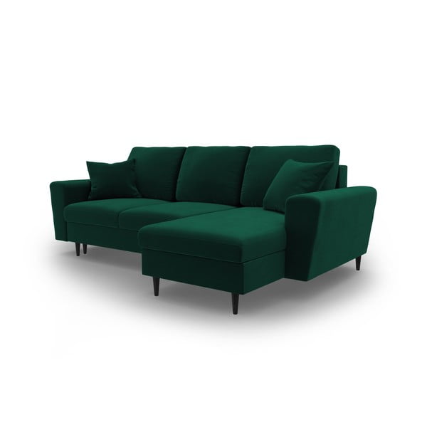 Colțar verde extensibil, cu spațiu de depozitare cu tapițerie din catifea Kyoto – Cosmopolitan Design-image-4