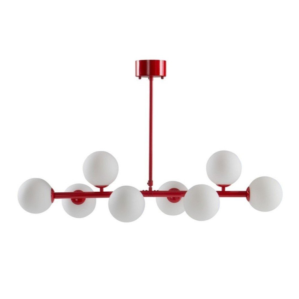 Plafonieră roșie/albă din sticlă opal 30x104 cm Ekman – Jotex