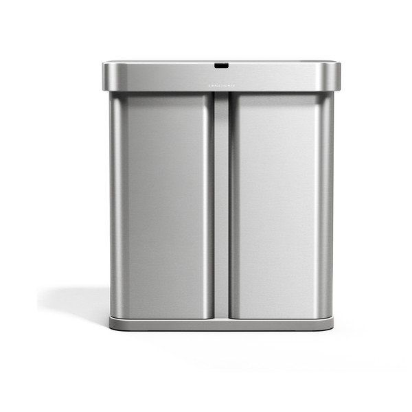 Coș de gunoi argintiu pentru reciclare/cu senzori de deschidere 34+24 l din oțel Dual Sensor – simplehuman-image-3