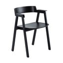 Scaun de dining negru cu cotiere din lemn de stejar Flip – Gazzda