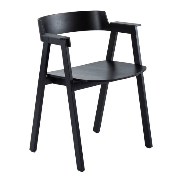 Scaun de dining negru cu cotiere din lemn de stejar Flip – Gazzda