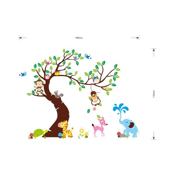 Set autocolante pentru perete Ambiance Tree, Monkeys and Elephant-image-2