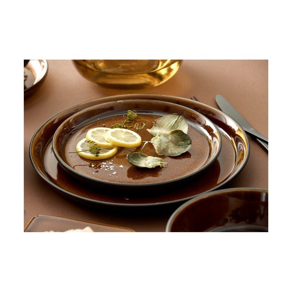 Farfurie neagră/chihlimbar pentru desert  din gresie ø 21 cm Gastro Black/Amber – Bitz-image-1