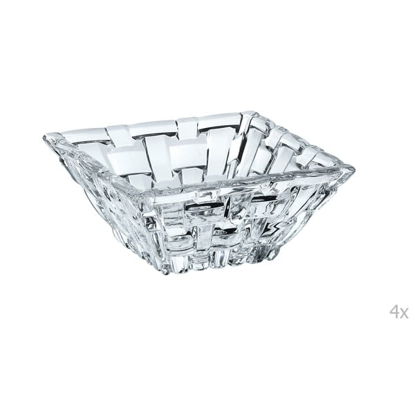 Set 4 boluri pătrate din cristal pentru sosuri Nachtmann Bossa Nova, 8,5 x 8,5 cm