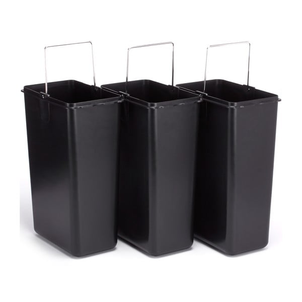 Coș de gunoi argintiu mat pentru reciclare/cu pedală 3x8 l din oțel   Tri Selectif – MSV-image-3