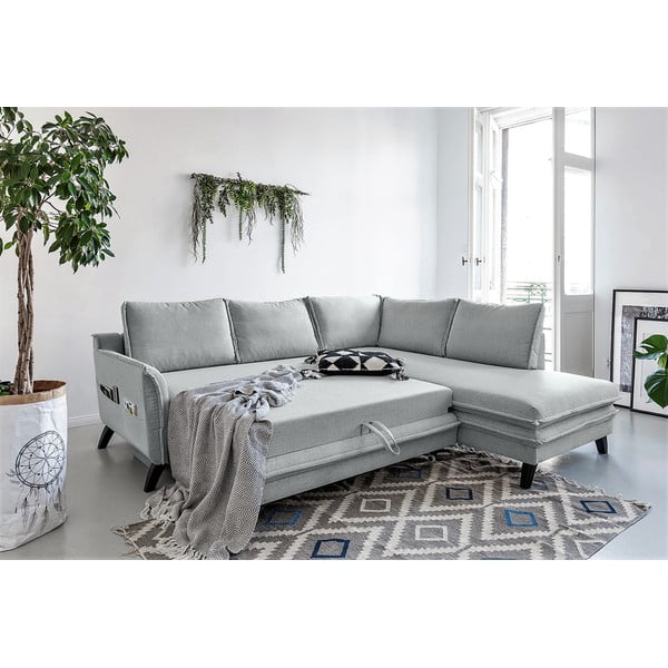 Colțar extensibil cu șezlong pe partea dreaptă Miuform Charming Charlie L, gri deschis-image-4