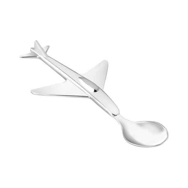 Lingură pentru copii argintie din oțel inoxidabil Plane – Zilverstad