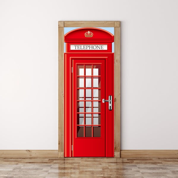 Tapet pentru ușă Walplus UK Telephone Booth, 88 x 200 cm