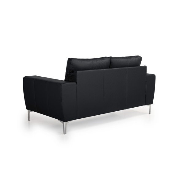 Canapea cu husă din piele Scandic Twigo, negru, 166 cm-image-3