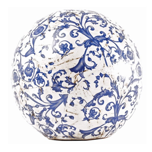 Decorațiune din ceramică Esschert Design, ⌀ 18 cm, alb-albastru