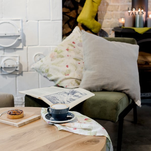 Față de pernă din in cu model de Crăciun Linen Tales Merry, 50 x 50 cm-image-1