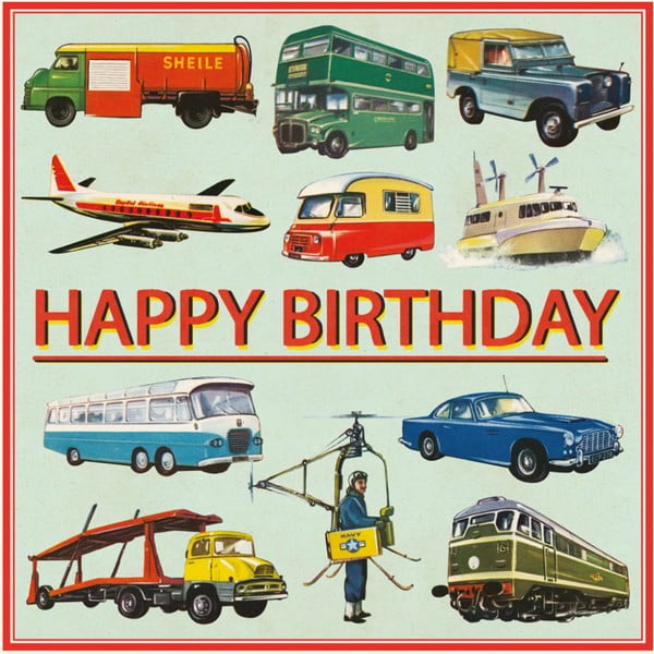 Felicitare aniversară cu plic Rex London Vintage Transport