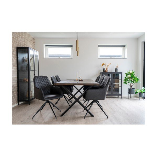 Scaun de sufragerie gri închis tapițat Harbo – House Nordic-image-2