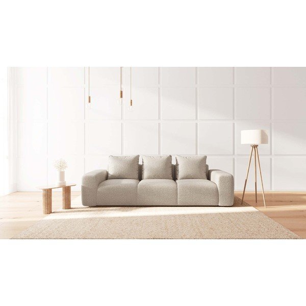 Canapea bej cu tapițerie din stofă bouclé 287 cm Feiro – MESONICA-image-1