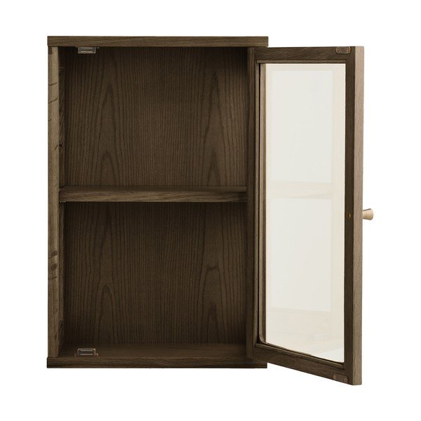 Vitrină maro închis cu aspect de lemn de stejar suspendată 40x60x20 cm Zamora – House Nordic-image-3