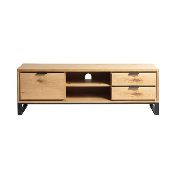 Masă TV în culoare naturală cu aspect de lemn de stejar 170x55 cm Livorno – Unique Furniture