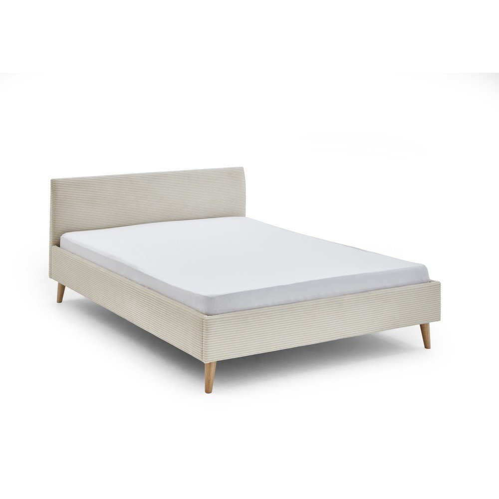 Pat matrimonial bej tapitat fara somiera 140x200 cm Wicki – Meise Möbel