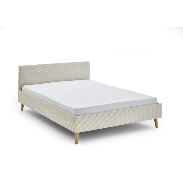 Pat matrimonial bej tapițat fără somieră 140x200 cm Wicki – Meise Möbel