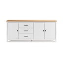 Comodă albă joasă din lemn de pin 190x80 cm Miranda – Marckeric