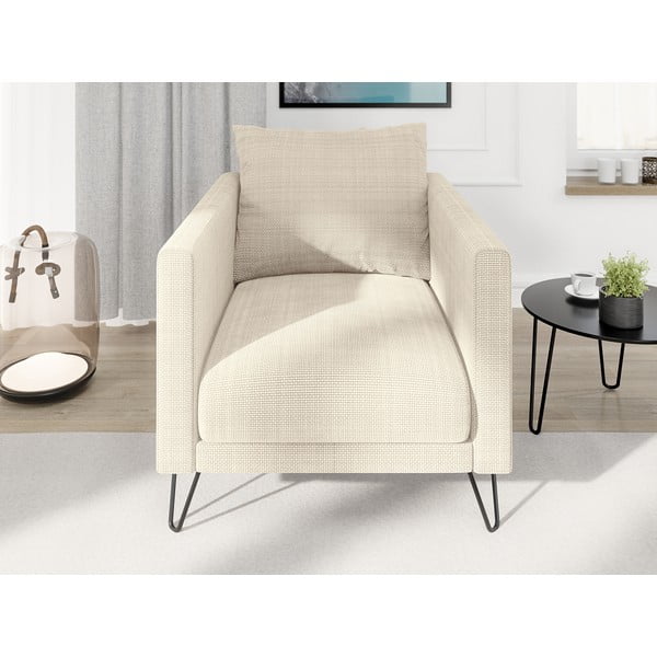 Fotoliu crem cu tapițerie din chenille Freya – Ropez-image-1