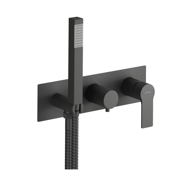 Baterie negru-mat pentru duș încastrată (2 ieșiri) Pax – Sapho-image-1