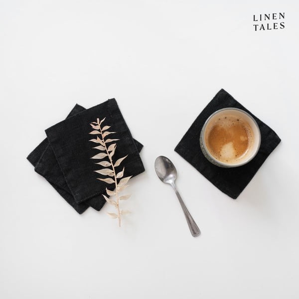 Coasters negre din țesătură  4 buc. – Linen Tales-image-1