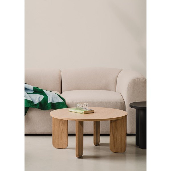 Măsuță de cafea în culoare naturală rotundă cu blat cu aspect de lemn de stejar ø 75 cm Kuvu – noo.ma-image-1
